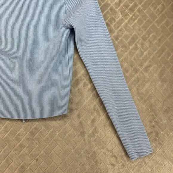 Honeybum Womans Medium Crop Top Light Blue Cardigan Tie Front Long Sleeve - Picture 14 of 15